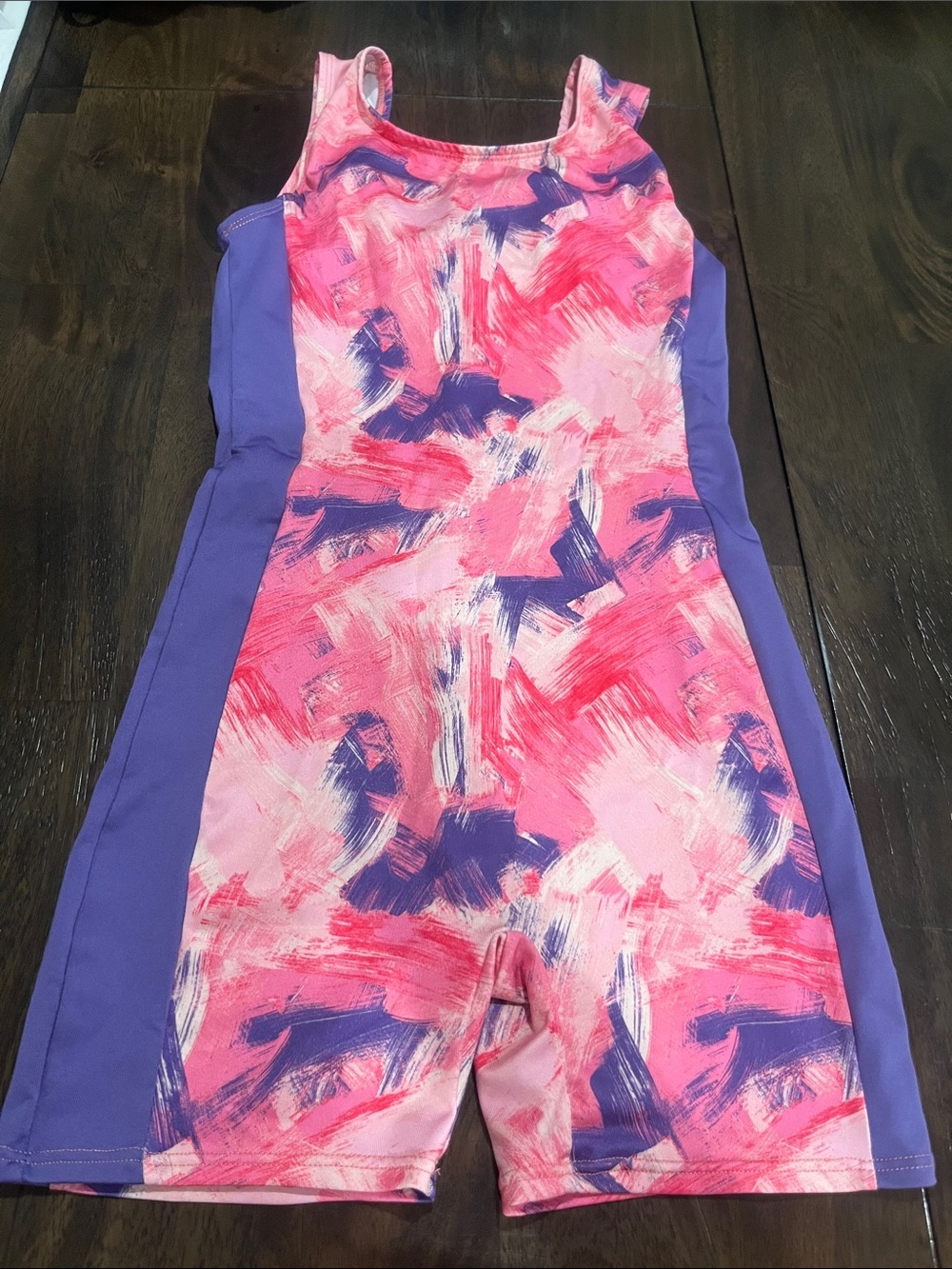 Girls' Pink & Purple Active Shorts Romper Leotard Large 10-12 Dance Gymnastics